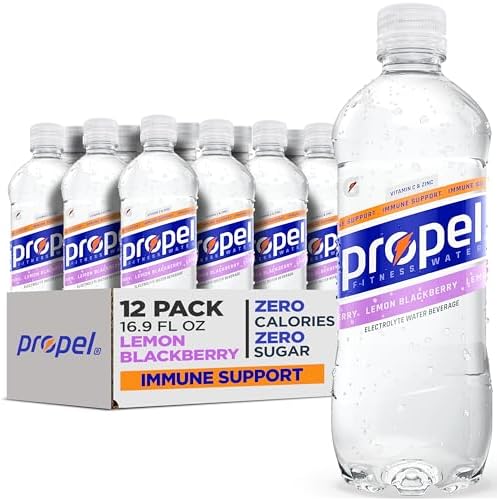 Propel Immune Support Water, Lemon Blackberry, 16.9 fl oz Bottles, (12 Pk)