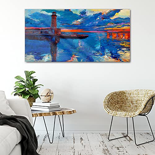 Tableau acrylique de salon 100x50cm avec impression murale ocean et phare de Coloray - 4