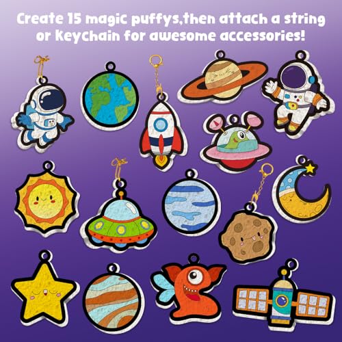 Image of MZYTOZA Magic Foam Texture Painting Kit - 3D Art Craft Aqua Magic Puffs Paint Kit, 15 Mess-Free Paint by Number Craft for Kids (Space and Planets)