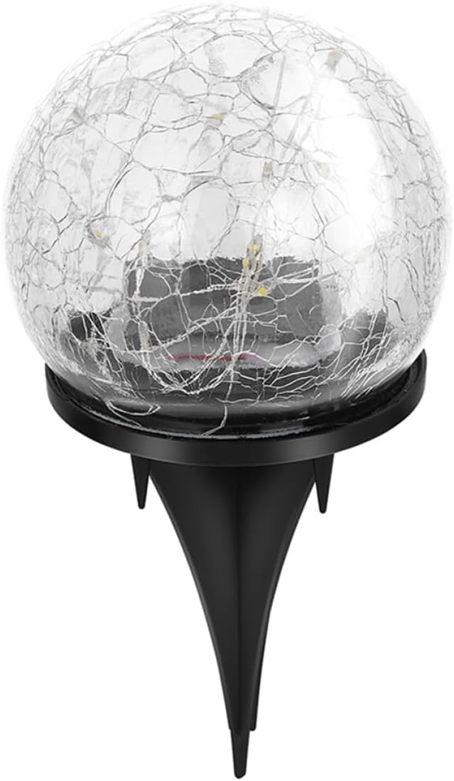 Solar Crackle Globe LED Ground Light 15cm 30-led Warm Yellow Solar Landscape Buried Lamp Waterproof Outdoor Garden Pathway Lighting