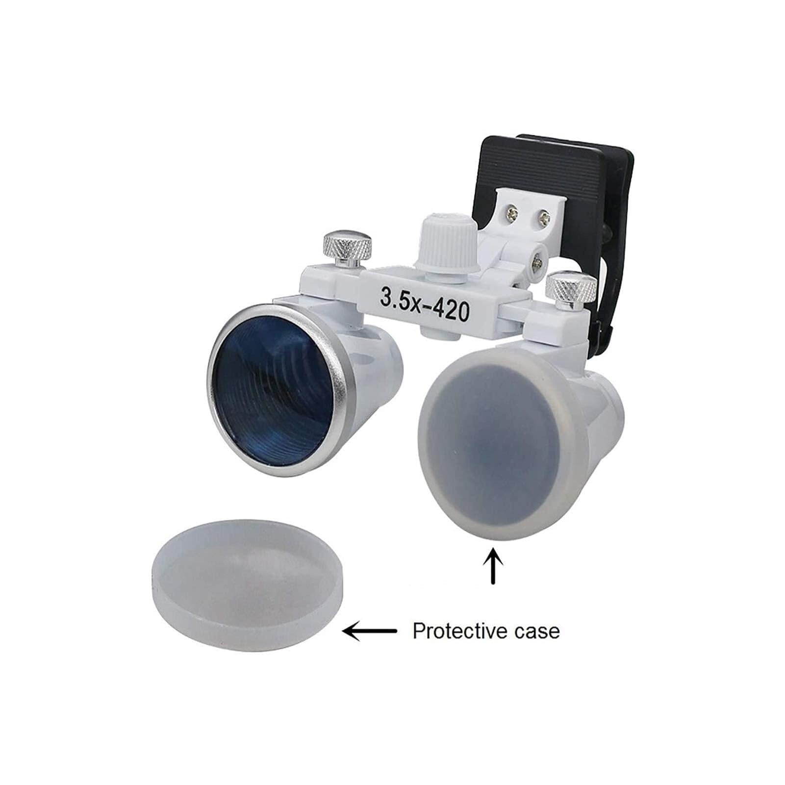 Loupes dentaires, Lunettes loupes éclairantes à Fixation Frontale, loupe à Clip Dentaire 3,5X, loupe binoculaire pour Laboratoire Dentaire, loupe pour la Lecture,