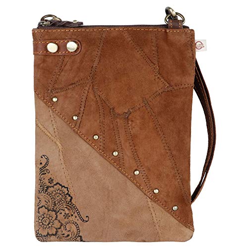 Vaan & Co Women's Brisk Soho Small Cross Body Upcycled Genuine Leather Bag Brown4