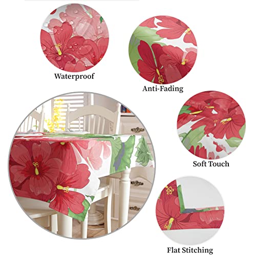 Yun Nist Pink Flowers Geranium Green Plants Table Cloth Waterproof Tablecover For Kitchen Tables,Watercolor Floral Seamless Decor Tablecloths For Dining Room Party Hotel Banquet #TOP4