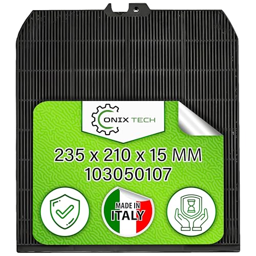 Aktivkohlefilter Dunstabzugshaube Typ 3 mit dem Originalcode 103050107 für Falmec CR1000 für Airlux hat eine Größe von 235 x 210 x 15 mm - MADE IN ITALY - ONIX TECH