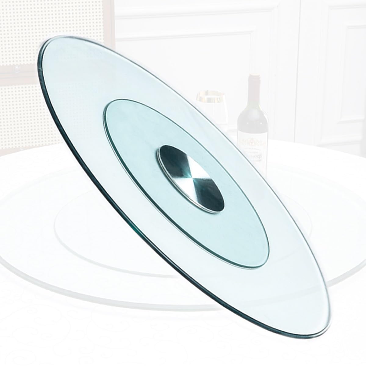 UZAMIRLEX Glass Lazy Susan Turntable, Glass Lazy Susan Turntable Dining Table Round Clear Silent Swivel Assist Multiple Sizes(Thickness 12mm,24inch/60cm)