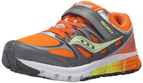 Saucony Zealot garçons orange et gris : chaussure de course enfant