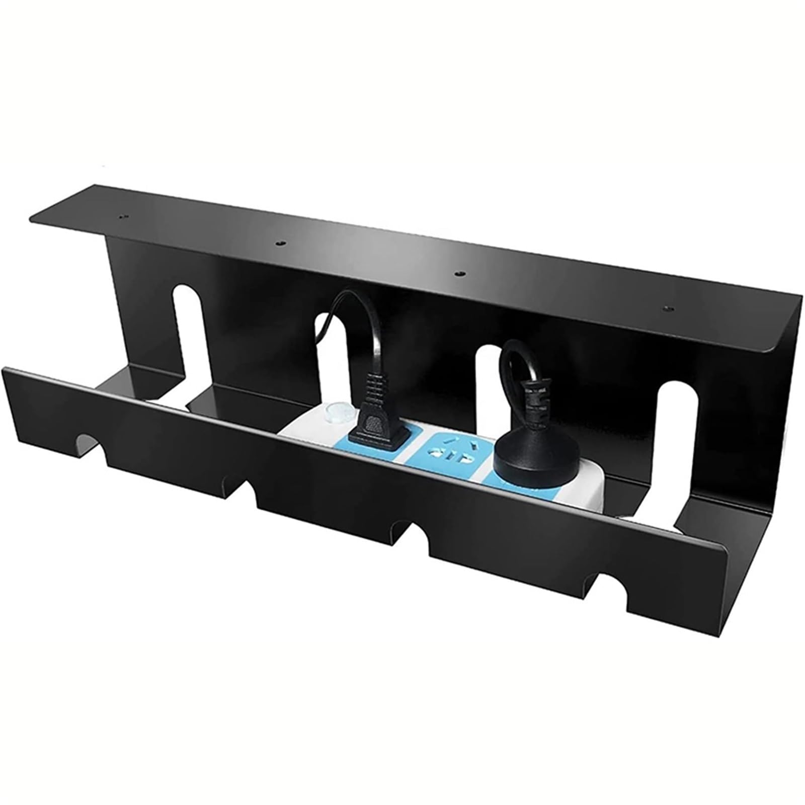 Korytko kablowe pod biurkiem Pod biurkiem Bez wiertarki Stalowa taca do zarządzania kablami Biały 2 szt. Czarny 1 szt(Black-1pc)