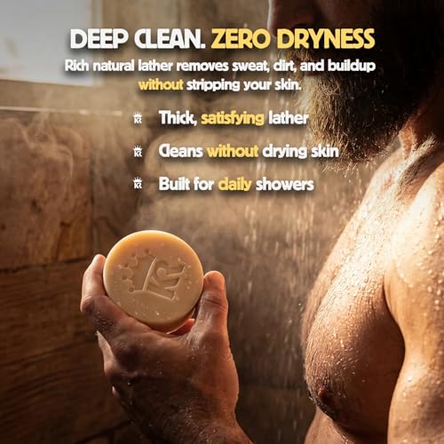 Image of Organic Cold Process Soap Bars for Men, Moisturizing Body Wash 3-Pack | Handcrafted Detoxifying Skincare Set Lasts 3X Longer, USDA Organic, Sulfate & Paraben Free, 3 x 4 oz Silver Back