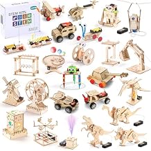 Yutin 25 Set STEM Kit for Kids, Robot Building Kits, Science Projects for Boys 8-12, Wood Craft for Girls, Dinosaur Car Model Kits 3D Wooden Puzzles to Build