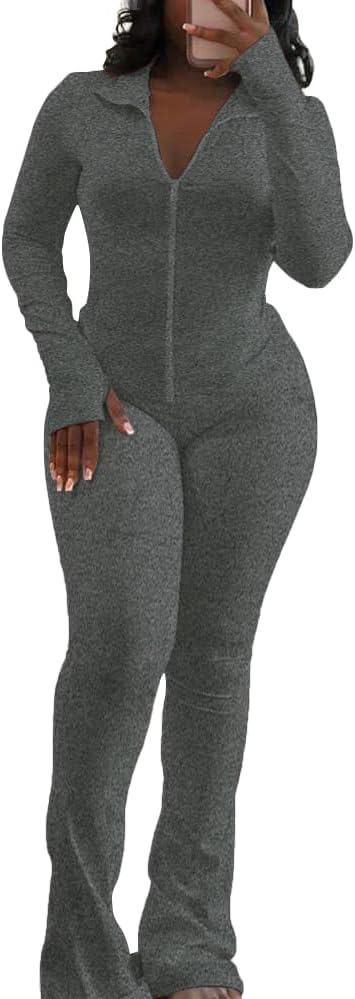 HBQ Women's 2 Piece Tracksuit Sets Long Sleeve Zip Up Crop Tops and Flare Pants Casual Workout Oufit Jogger Loungewear Set - Image 3
