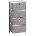 LANGRIA 4 Drawer Home Dresser Storage Tower Clothes Organizer with Easy-Pull Faux Linen Drawers and Metal Frame Features Wooden Tabletop Premium Finish for Guest Room, Dorm, Hallway, or Office (Grey)