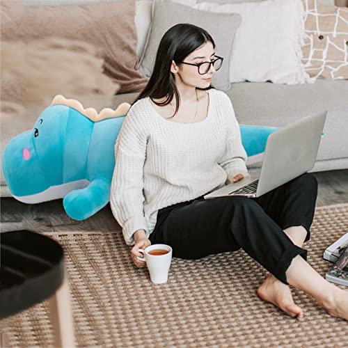 Oulv Dinosaur Plush Toy Pillow,Cute Dinosaur Stuffed Animals Doll,Soft Lumbar Back Cushion Big Dinosaur Plushies Stuffed Toy Cute Pillows,Great Gift For Kids Birthday,Valentine (Blue,39.3In) #TOP2