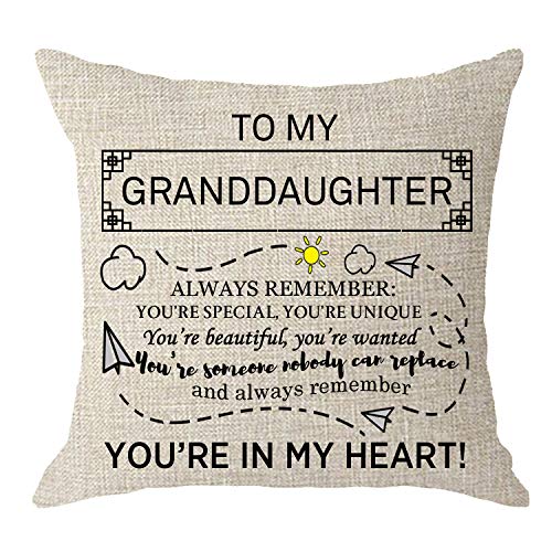 NIDITW Granddaughter Birthday Gift Always Remember You are Special Unique Cream Burlap Throw Pillow Case Cushion Cover Sofa Bedroom Decorative Square 18x18 Inches