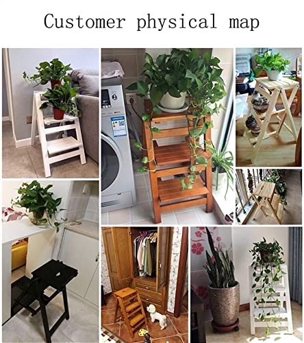 Telescoping Telescopic Extension Portable - Collap 3 Tier Light Walnut Folding Wooden Ladder Stool,Household Kitchen Step Stool,Portable Multi-Functional Furniture Step Stool Chair,Thickened Indoor Ga #TOP6