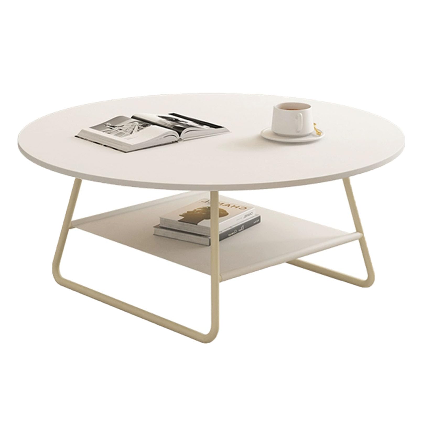 Table basse salon ronde à 2 niveaux et table de chevet chambre multifonction
