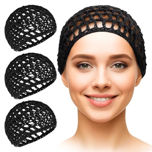 4 Pcs Hair Nets for Sleeping 5.5 x 6 Soft Lightweight Viscose Black Hair Net for Women Stretchable Breathable Comfortable for Extended Wear Size May Vary by 0.51 Gentle for Daily Use