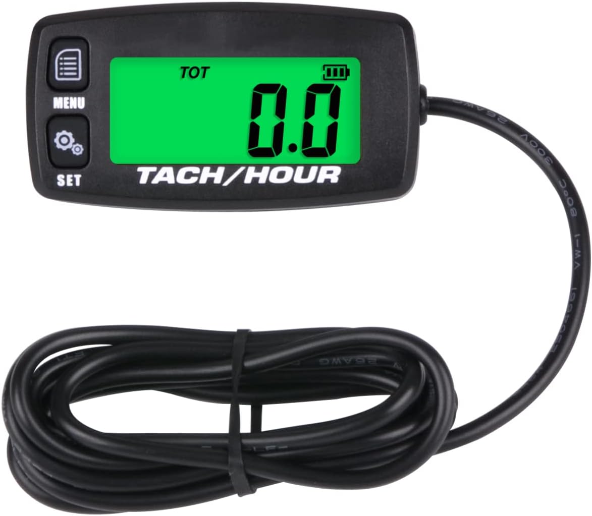 HM032R Multifunctional Battery Replaceable Inductive Hourmeter Digital Tachometer Maintenance Reminder with 8 Programmable Firing Patterns for Lawn Mower,Motor,Boat,Generator,Marine Engines