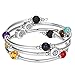 Multilayer Lava Rock Wrap Bracelets - Handmade Wire Wrap 7 Chakra Multi Friendship Beads Couple Bangle for Women Men