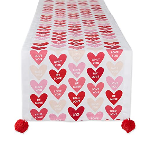 DII Valentine's Day Table Top Collection, Table Runner, 14x72, Conversation Hearts