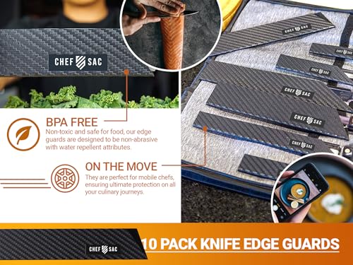 Knife Edge Guards, Universal Knife Sheath Covers, Professional Kitchen Chef Knife Protector Set, Blade Guard, BPA-Free ABS Plastic, Non-Scratch Felt Lining (10-Pack) by Chef Sac - Image 4