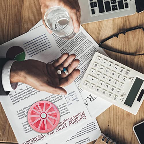 Pil Planner Wekelijks - Friendly Travel Round Wekelijkse Pill Organizer,Doorzichtige deksels pillendoosje voor vitamine, kabeljauwleverolie, supplementen - Afbeelding 3