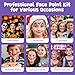 Face Painting Kit for Kids, 36 Colors Water Activated Face Paint with Brushes & Stencils, Non-Toxic Halloween Makeup Kit, Professional Face Body Paint for Halloween, Parties, Carnival, School Events