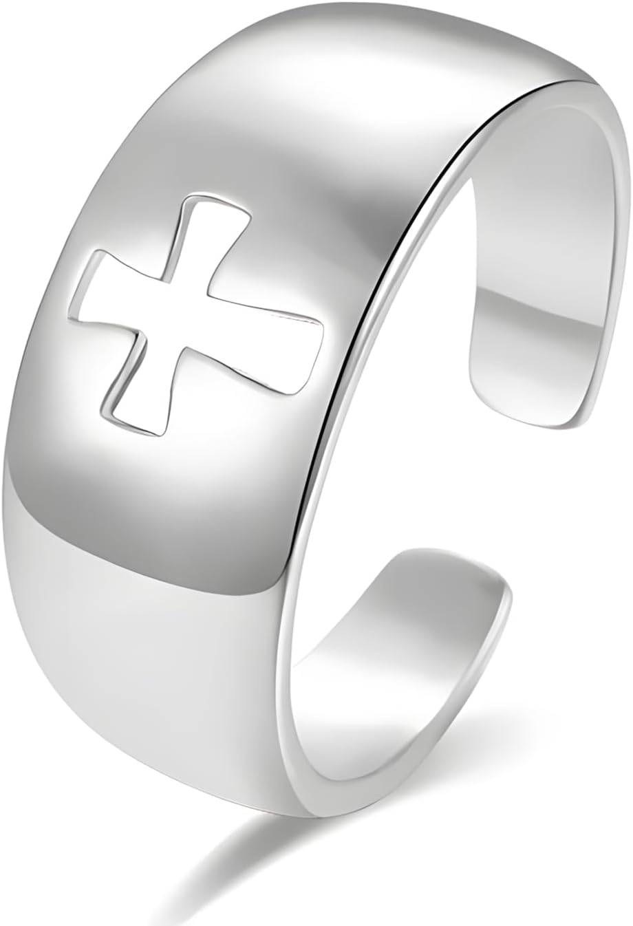 Wide Band Cross Ring Adjustable Cut Out Cross Ring