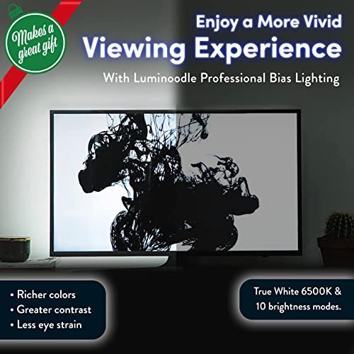 Image of Power Practical USB Bias Lighting, LED TV Backlight Strip, Ambient Home Theater Light, TV Accent Lighting to Reduce Eye Strain, Improve Contrast, White, X-Large (41 inch-59 inch TV)