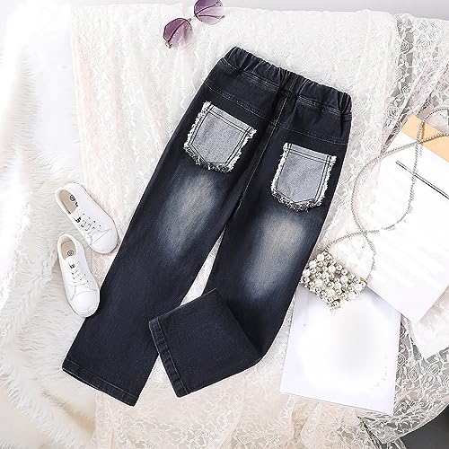 Kids Girls Heart Ripped Baggy Jeans Elastic High Wasit Straight Wide Leg Denim Pants Y2k Casual Boyfriend Trousers Sweatpants3