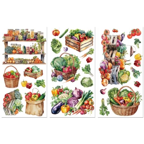 Peacoblue Rub on Transfers for Crafts Kitchen Refrigerator Decor Restaurant 15cm×30cm Vegetable