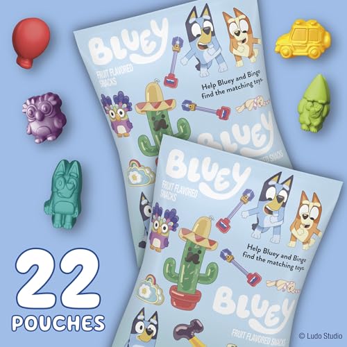 Bluey Fruit Flavored Snacks, Fat Free and Gluten Free Snacks, 17.6 oz (22 Pouches)