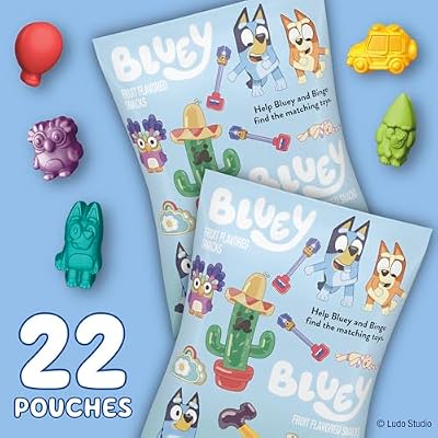Bluey Fruit Flavored Snacks, Fat Free and Gluten Free Snacks, 17.6 oz (22 Pouches)