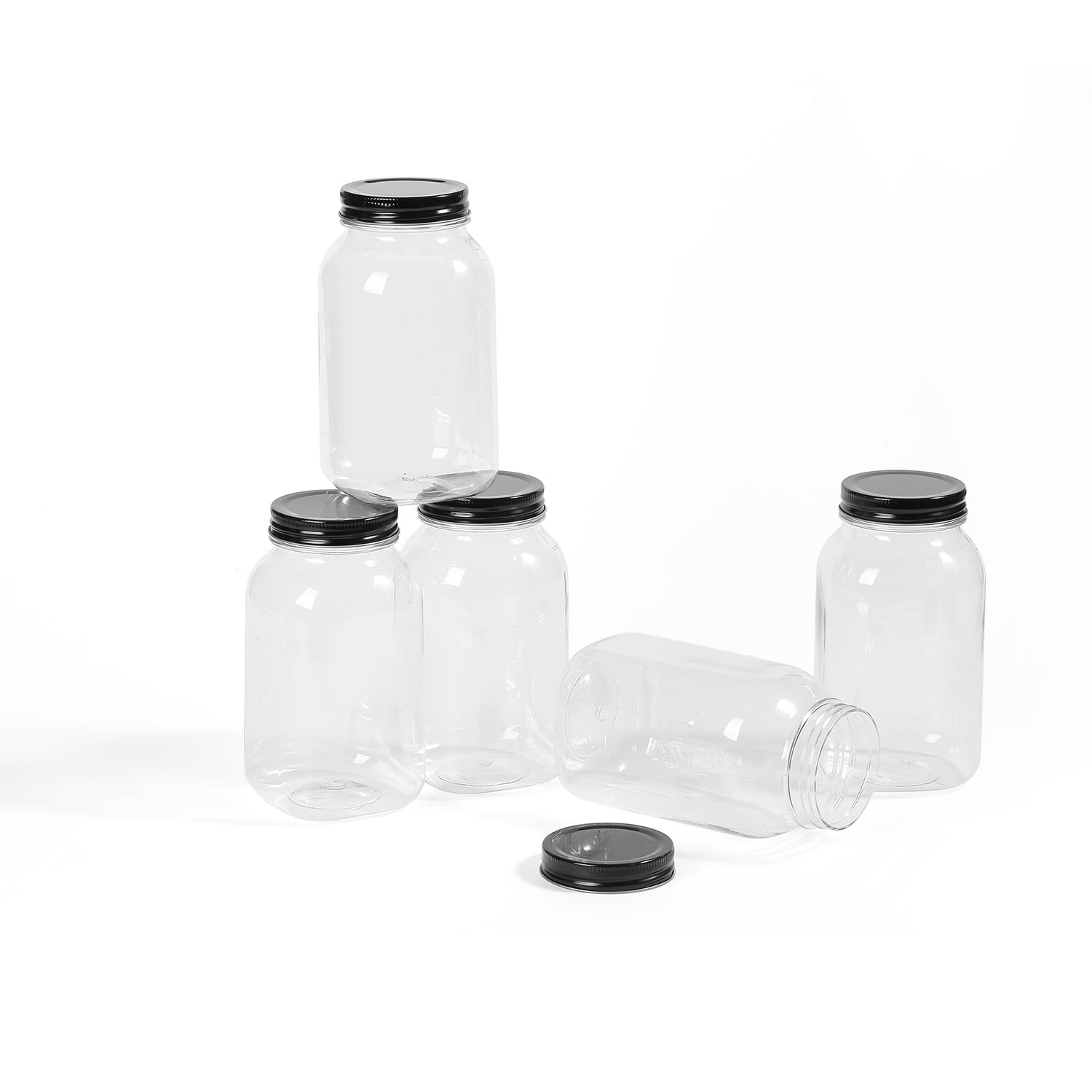 Barattoli di plastica da 473 ml con coperchi a vite (confezione da 20), colore nero