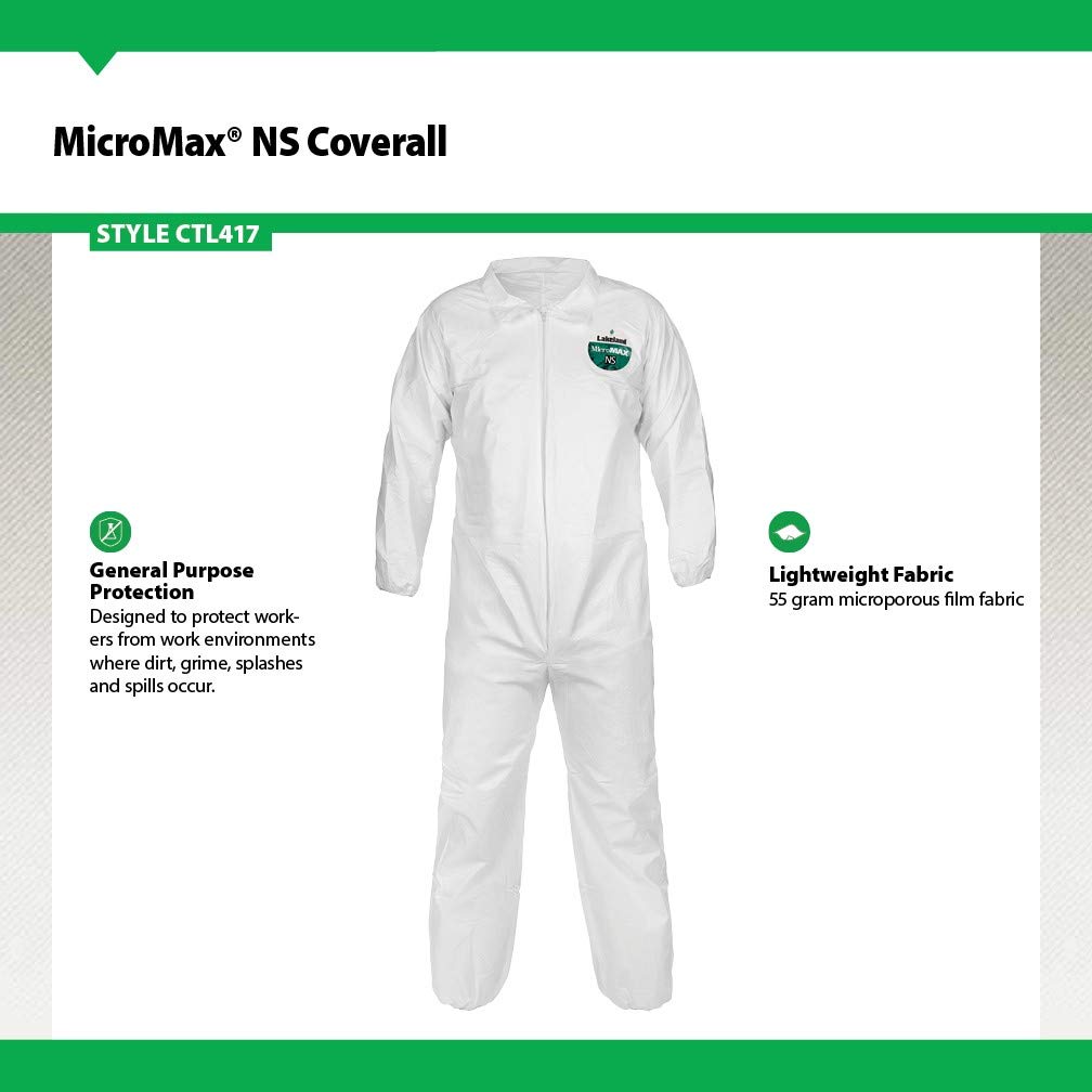 Best Cyber Monday 🔥 Lakeland MicroMax NS Microporous General Purpose Coverall, Elastic Cuff, 4X-Large, White (Case of 25) Best Seller Lakeland MicroMax NS Microporous General Purpose Coverall, Elastic Cuff, 4X-Large, White (Case of 25)