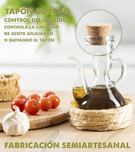 Miniatura 5 de Aceitera De Cocina. Antigoteo Cristal Vinagrera Vidrio Dispensador De Aceite Antimanchas: Aceitera Antigoteo Semiartesanal Rellenable Botella Cristal Aceite Aceiteras Para Cocina 250 Ml Cesta