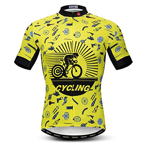 JPOJPO Fahrradtrikot für Herren, Mountainbike-Trikot, Sommer, kurzärmelig, atmungsaktiv, schnell trocknend