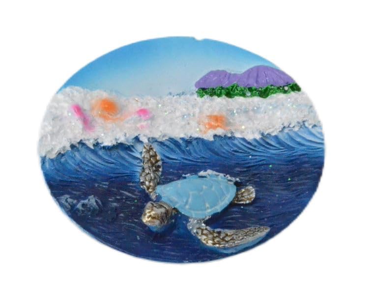 Aimant de réfrigérateur tortue marine et décor océan pour cuisine
