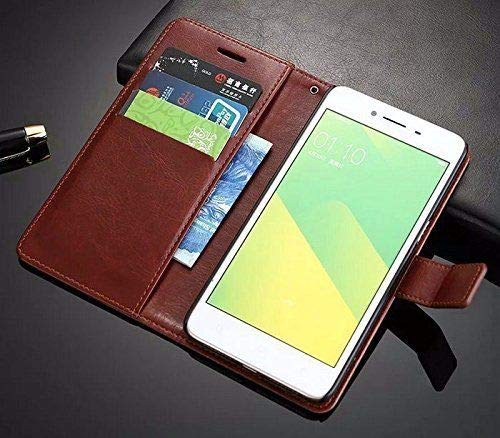Image of ClickCase for Realme Narzo 20 pro Vintage Series Leather Wallet Flip Case Kick Stand with Magnetic Closure Flip Cover for Realme Narzo 20 pro (Executive Brown)