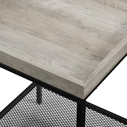 Walker Edison Furniture Company Industrial Farmhouse Square Side End Accent Table Living Room, 18 Inch, Grey - Image 4