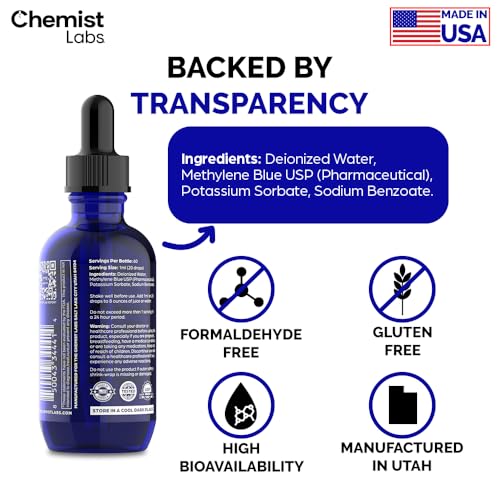 Chemist Labs Pharmaceutical Grade Methylene Blue Liquid - 180 Days Supply (6 Months)