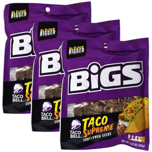 Taco Supreme Flavored Sunflower Seeds 3.63 oz Bag (Pack of 3)
