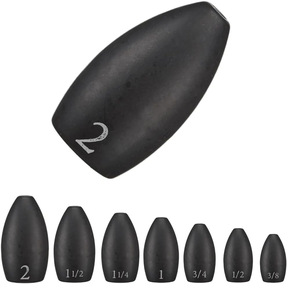 Reaction Tackle Tungsten Flipping Weights for Bass Fishing - Sinkers for Punching Through Heavy Cover- Fresh and Saltwater - Used for Texas and Carolina Rigs - Size Stamped on All Weights