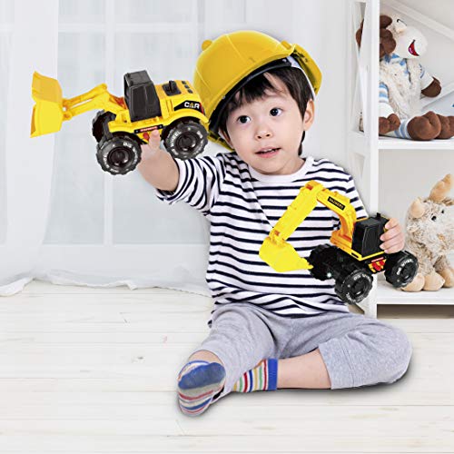 Friction Powered Construction Truck Set with Sound and Lights, Play Vehicles Tractor Set for 3 4 5 6 7 Years Old Child Kids Boys and Girls, Bulldozer, Dump, Excavator Toy - Thumbnail 7