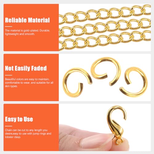 Tanstic 102Pcs 30 Feet Jewelry Making Chains Necklace Chains Bulk Cable Link Chain with 50Pcs Jump Rings - Image 3
