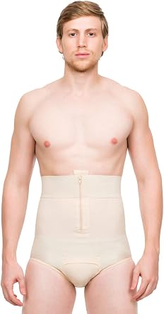 Isavela Male High-Waist Abdominal Cosmetic Surgery Compression Brief w/Zippers MG01