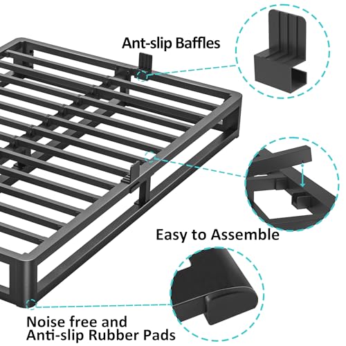 image for Firpeesy 6 Inch Queen Bed Frame with Round Corner Edges, Low Profile Q