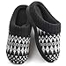 Wishcotton Womens Cozy Breathable Christmas Style Memory Foam Slippers Nonslip Rubber Sole House Shoes,Black,9-10 M US