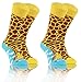 Produktbild sesto senso Lustige Bunte Verschiedene Socken Baumwolle 2 Pack Unisex wilde tiere 43-47 Giraffe