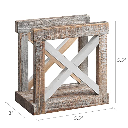 Barnyard Designs Rustic Farmhouse Wooden Napkin Holder 5.5" (White/Brown) by Barnyard Designs - Image 4