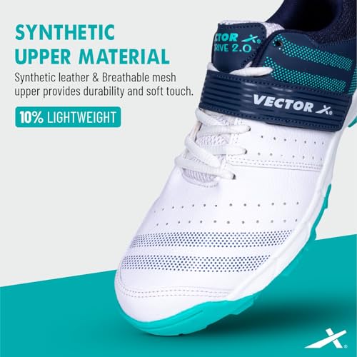 Image of Vector X Drive 2.0 Cricket Shoes Synthetic Leather Upper /PVC Sole Studs Velcro & Lace up|Lightweight & Durable Footwear for Adult, Men & Boys|Ideal for Turf, Ground & Hard Surfaces